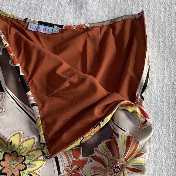 Drama retro floral print silk skirt size 10 - Picture 4 of 9